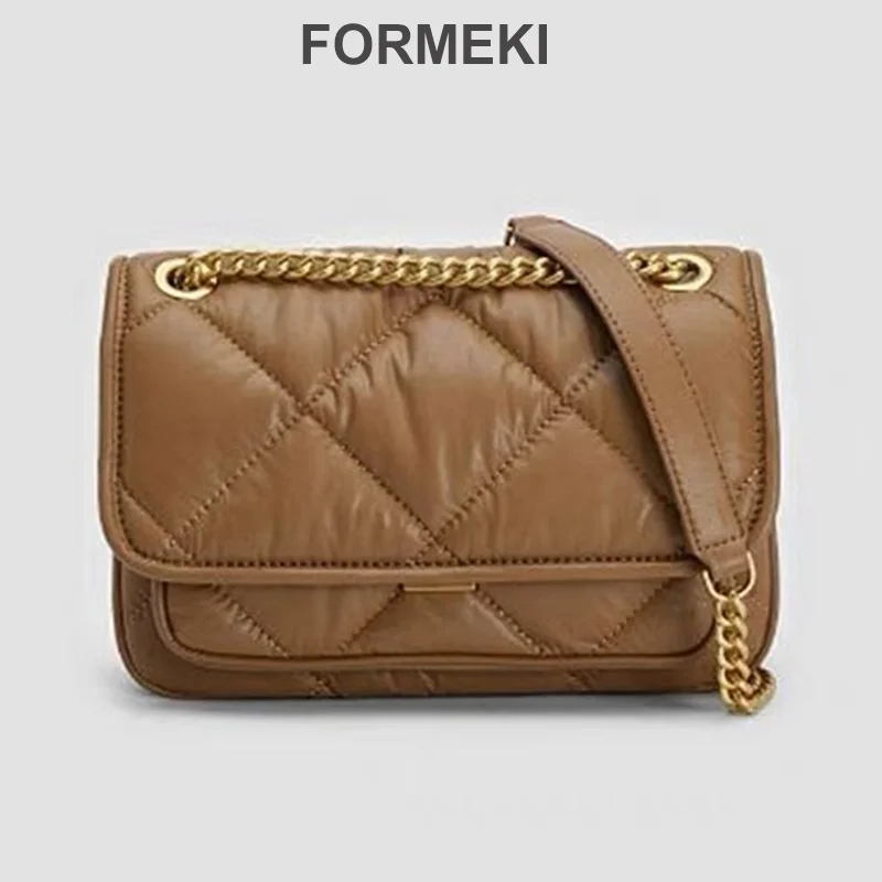 

Formeki New Arrivals Women Bag Shoulder Bag For Women Plaid Chain Retro Luxury Design Square Bag High Quality Ladies Female Bag