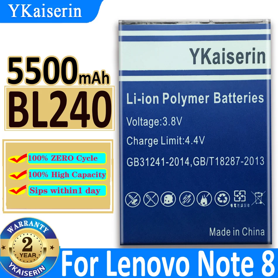 

YKaiserin For Lenovo 5500mAh BL240 Li-ion Battery Replacement for Lenovo A936 Note 8 Note8 Smart Mobile Phone