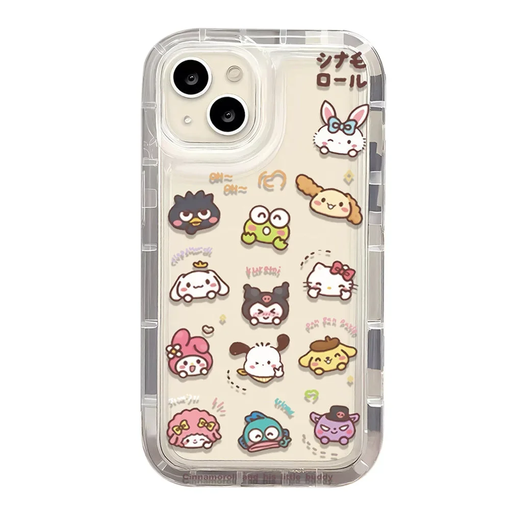 Sanrio Hello Kitty Cinnamoroll Phone Case For iPhone 15 14 13 12 11 Pro Max Mini X XR XS 7 8Plus Soft Silicone Transparent Cover