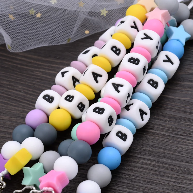 Baby Pacifier Silicone Pacifier Pacifier Clip Pacifier Chain Pacifier Set Handmade Teether Pacifier Chain Silicone Beads Infant Nipple Appease Soother Chain Clips Nipple Clip Personalized Name