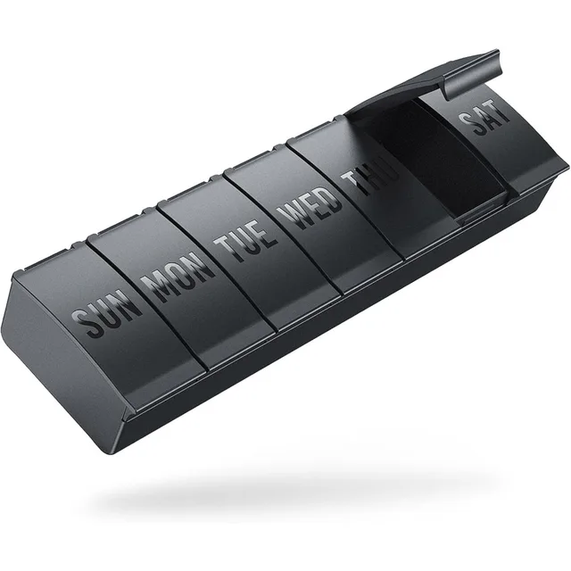Black Large Weekly Pill Organizer – 7-Day Travel Medicine & Vitamin Storage Case 1