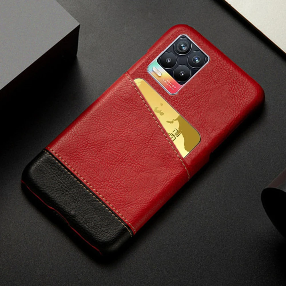 Elegant PU Leather Card Slot Holder Case - Mixed Splice Design