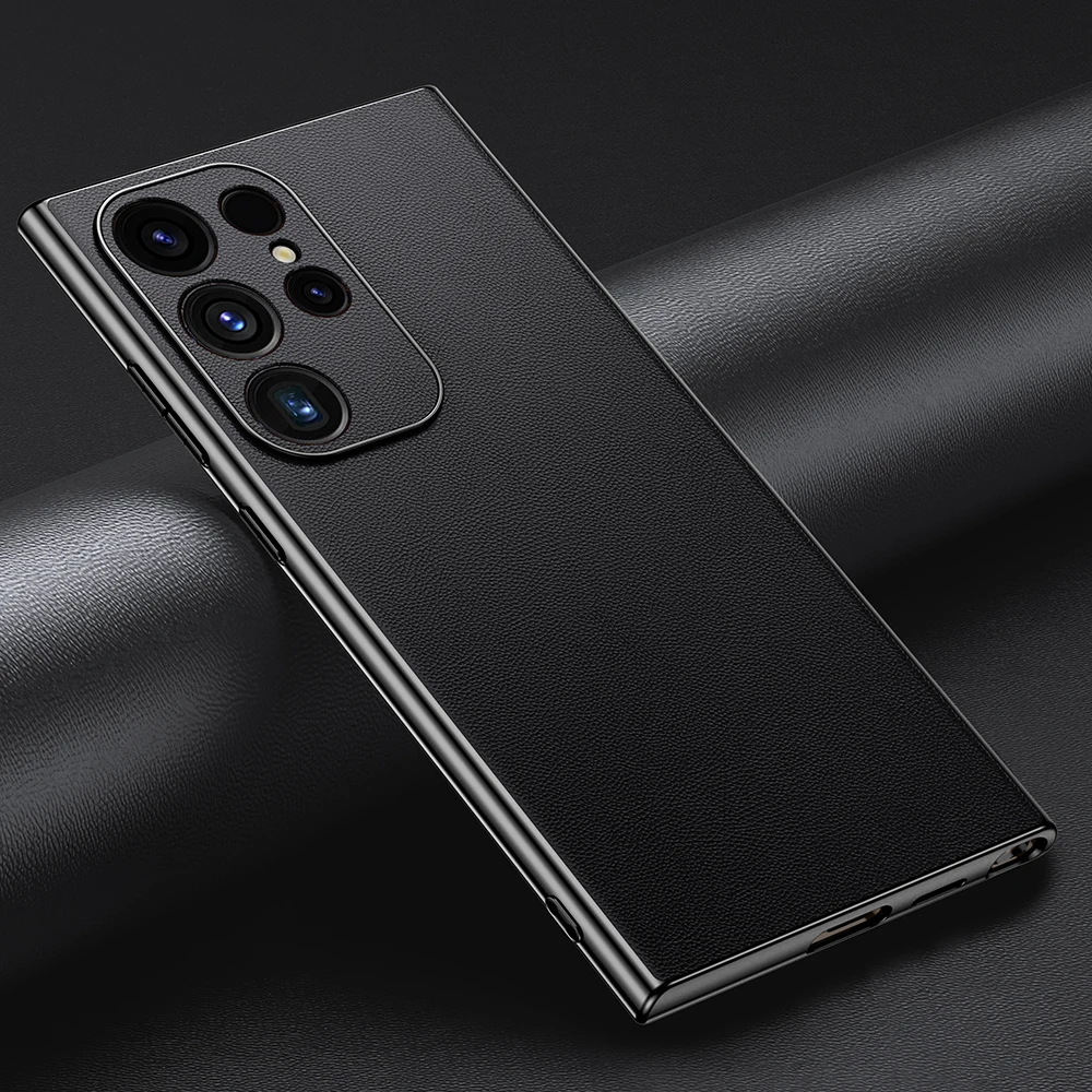 Luxury Leather Phone Case with Soft Plating and 360° Shockproof Full Protection