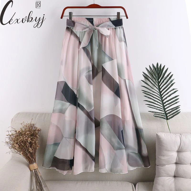 17 Colors Chiffon Floral Skirts Women Spring Summer Fashion Lace Up Wasit Boho Skirts Vintage Ladies Beach Midi Skirts M-XL палетка теней для век divage symbolism of colors ladies