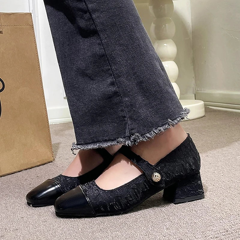 New French Mary Jane Shoes In Spring 2024 Casual Fashion Women's Shoes with Skirt Temperament Single Shoes Medium and Low Heels