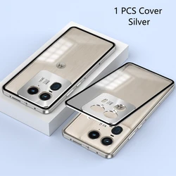 Premium Aluminium Alloy Metal Frame Case with Matte Transparent Back Cover for Moto X50 Ultra (Silver)