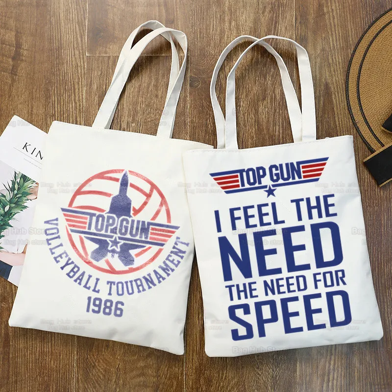 

Top Gun Fighter Maverick Goose Unisex Handbags Custom Canvas Tote Bag Print Daily Use Reusable Travel Casual Shopping Bag