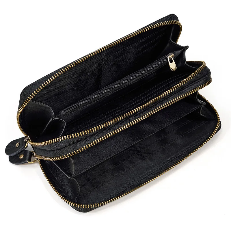 Premium Leather Long Wallet with Money Clip