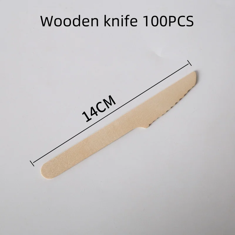Description Picture 5 of item100Pcs Biodegradable Disposable Wooden Knife Fork Spoon Environmentally Friendly Tableware Set Cake Fork Ice Cream Dessert Spoon