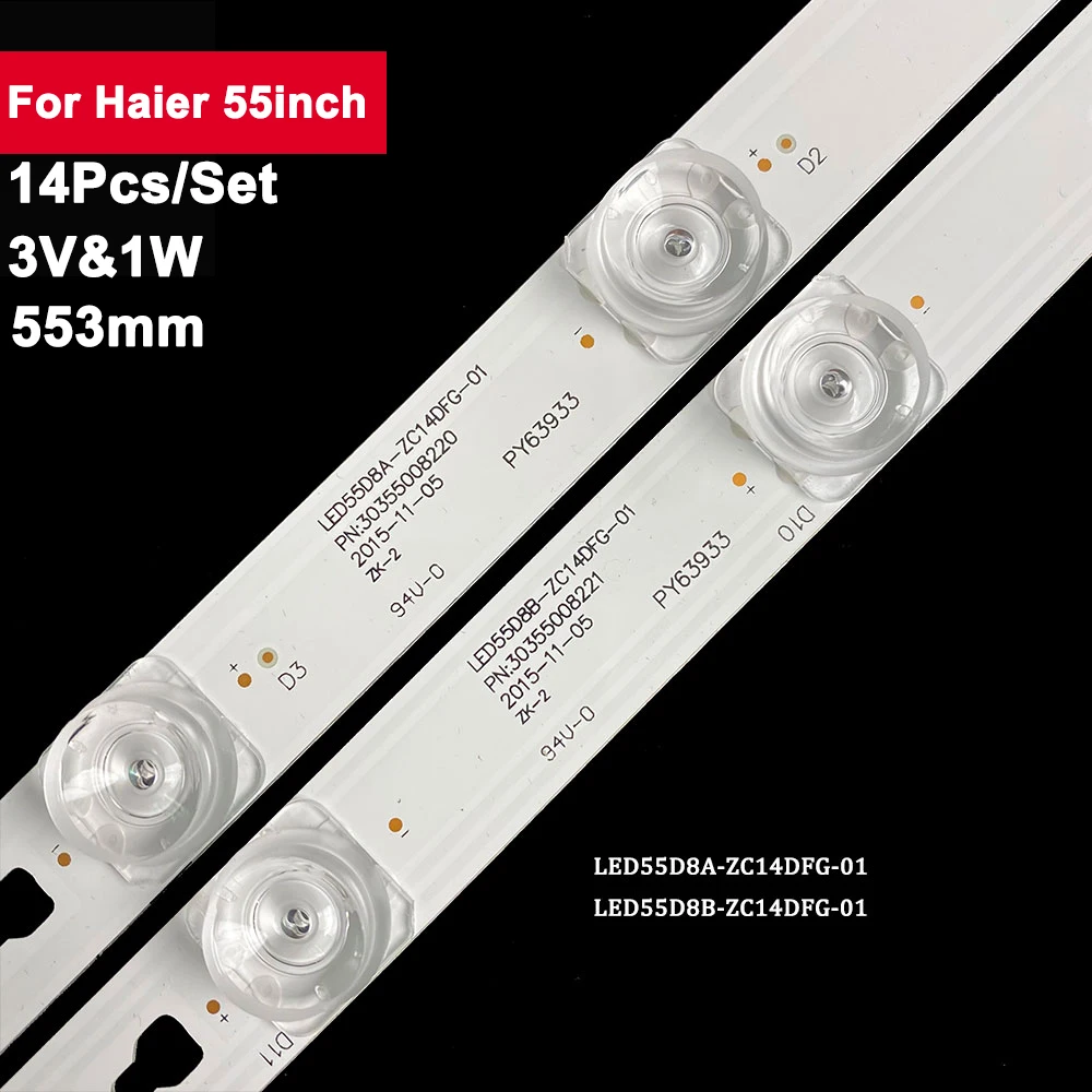 

553mm 3V 1W Square Lens Backlight Tv Led Strip for Haier 55inch LED55D8A-ZC14DFG-01 FD5551A-SU G55Y-S Q55 LU55H31 U55X31J LU55K8