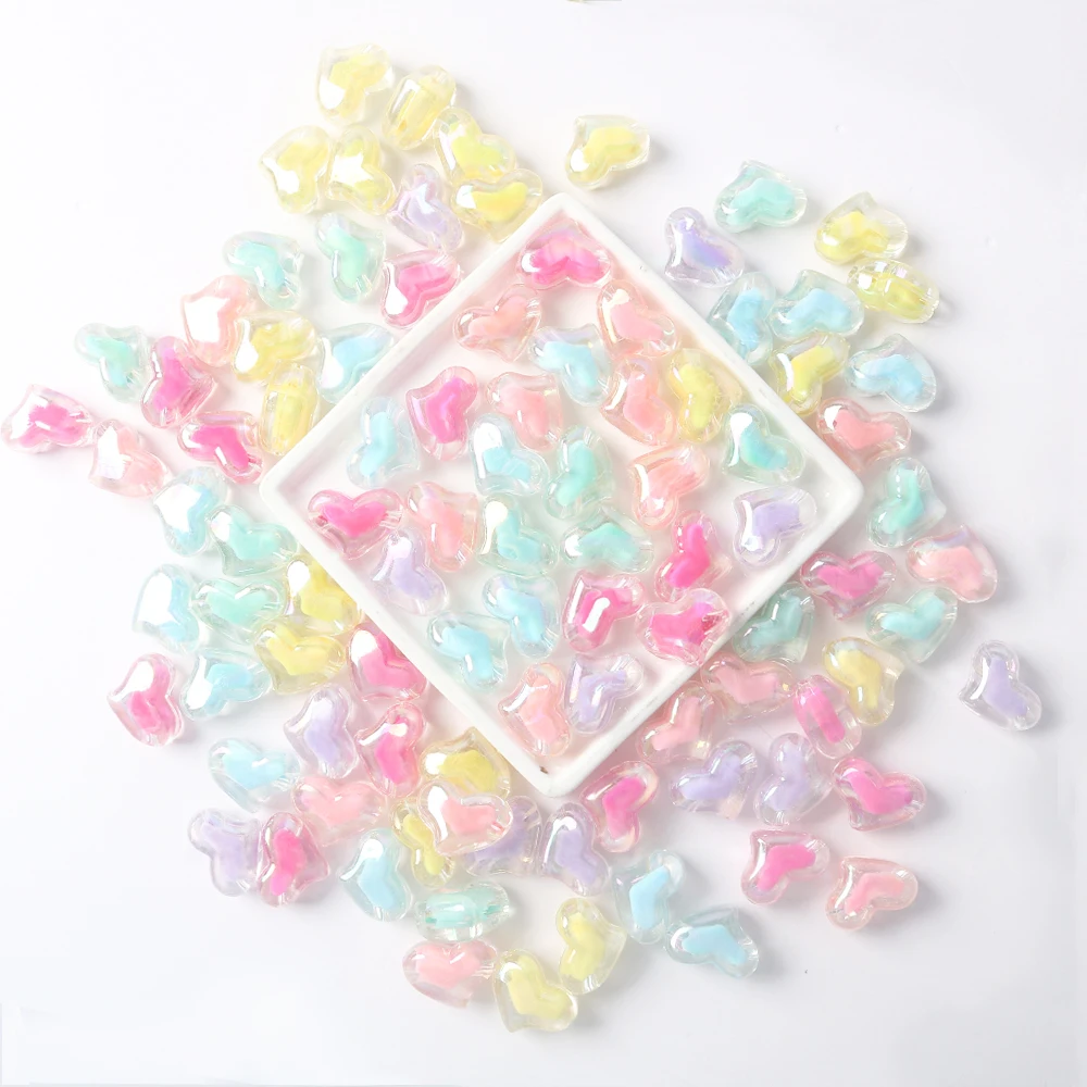 5Pcs AB 마카롱 사랑 심장 모양의 펜던트 비즈 쥬얼리 만들기 팔찌 만들기 DIY 페르시 장식 액세서리