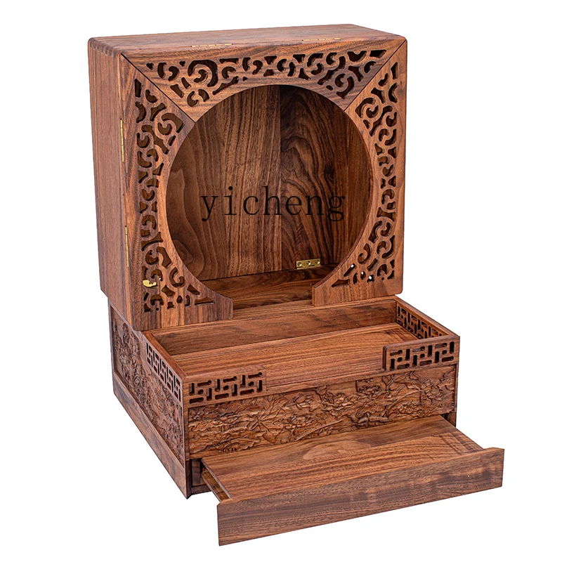 

XL Black Walnut Log Foldable and Portable Buddha Shrine Wall Hanging Shrine Card Position Hidden Altar