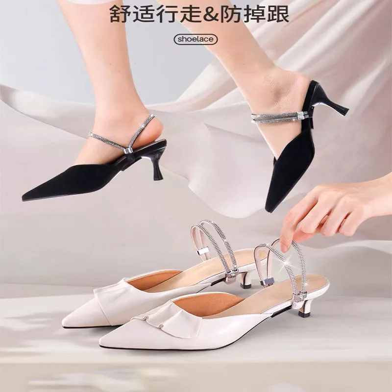 Shoelaces Anti-drop Heel Straps Belt Drill Fixed Belts Rhinestone High Heels Shoes Band Anti-loose for Women 1Pair