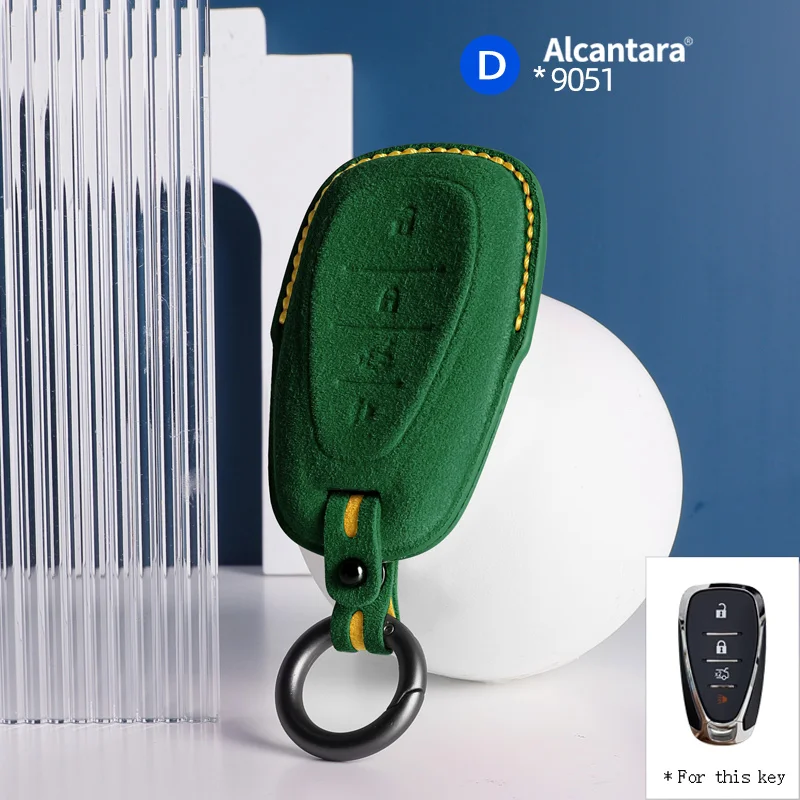 

Alcantara High-quality Car Remote Key Case Cover Shell For Chevrolet New Malibu XL Equinox 4 Buttons Keychain Accessories