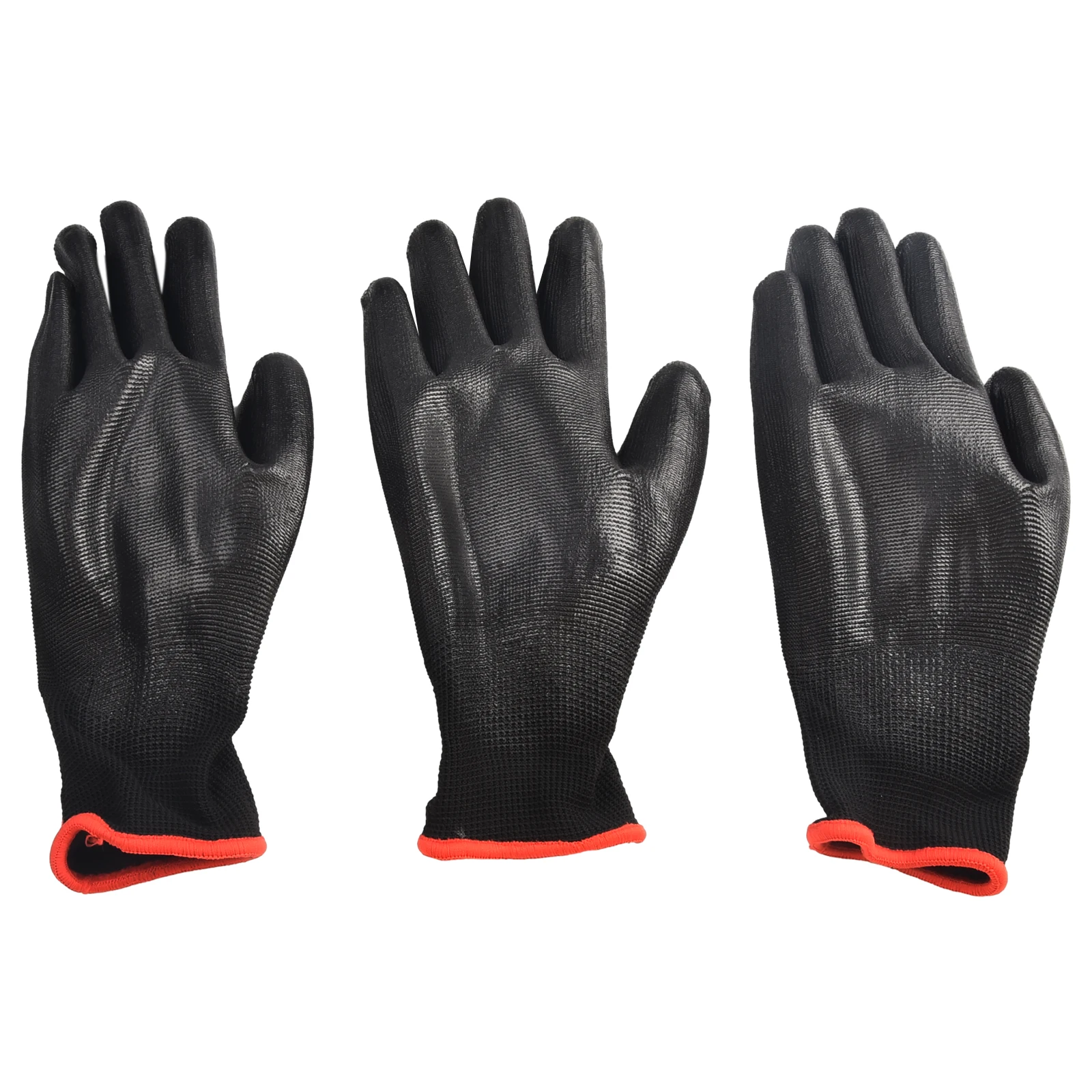 

Hand Protect Work Gloves Knit cuffs PU Coated S/M/L Safety 12 Pairs Black Dust-proof Flexible Carpenters Supplies