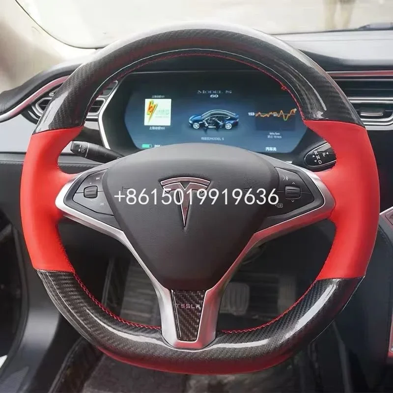 

Leather Car Steering Wheel Stitch on Wrap Cover For Tesla Model S Model X 2014-2020