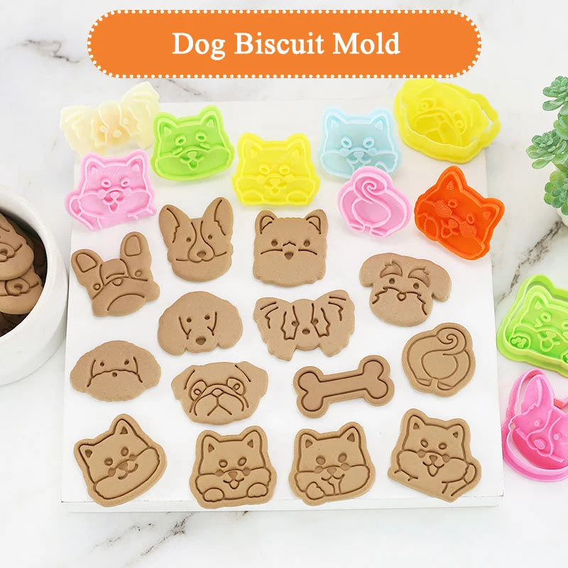 Cute Cartoon Dog Biscuit Mold Teddy Corgi Chewing Bones 3d Three-dimensional Pressing Biscuit Cutter Diy Cake Baking Tool Home