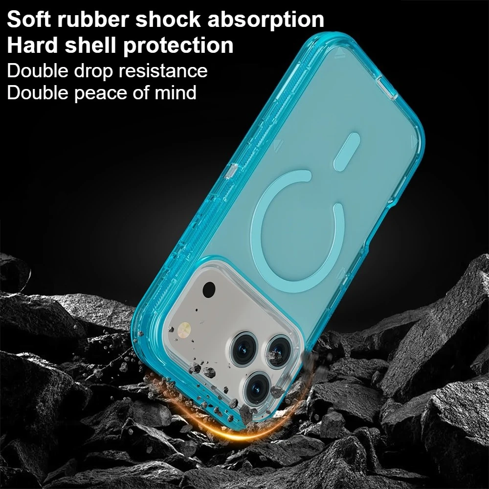 Heavy 3IN1 Mechanical OTT-Box Magnetic Charge Case For IPhone 17 Pro Max Air 16 15 14 13 12 Plus Enhanced Anti-Drop Bumper Cover view 3