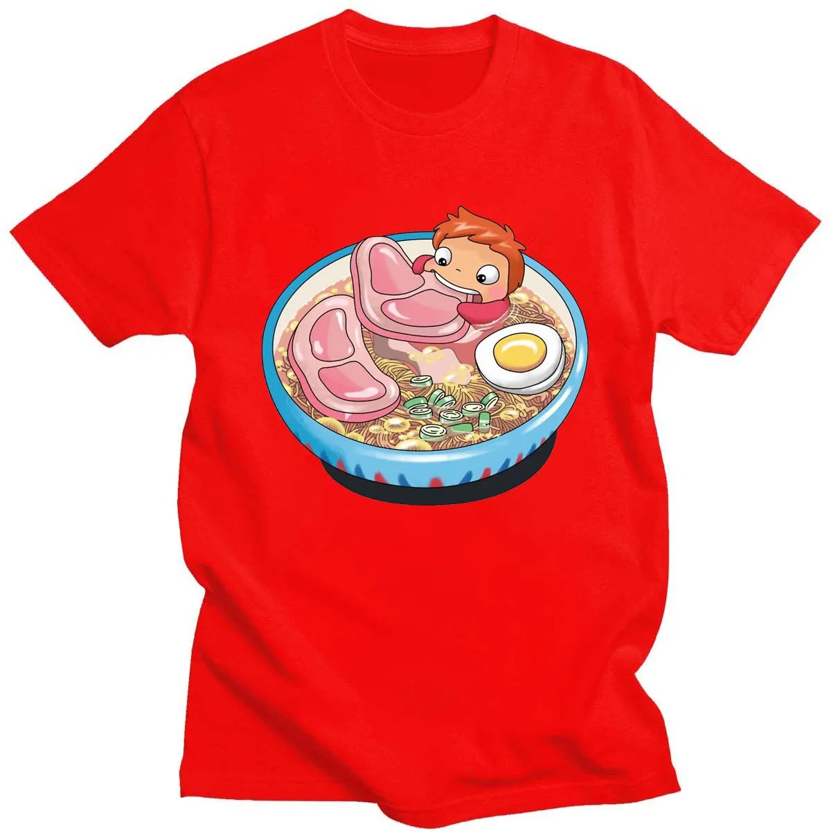 Hayao Miyazaki Anime Character Ponyo Print T-Shirt Unisex Fashion Pure Cotton 14 Color Round Neck Short Sleeve Cute Casual Top red t shirt T-Shirts