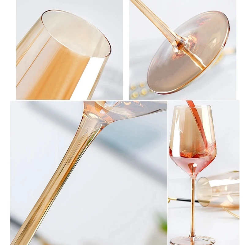 Amber Red Wine Glass Artwork Ultra-Thin Crystal Burgundy Bordeaux Goblet Big Belly Tasting Cup Wedding Party Champagne Flute Cup