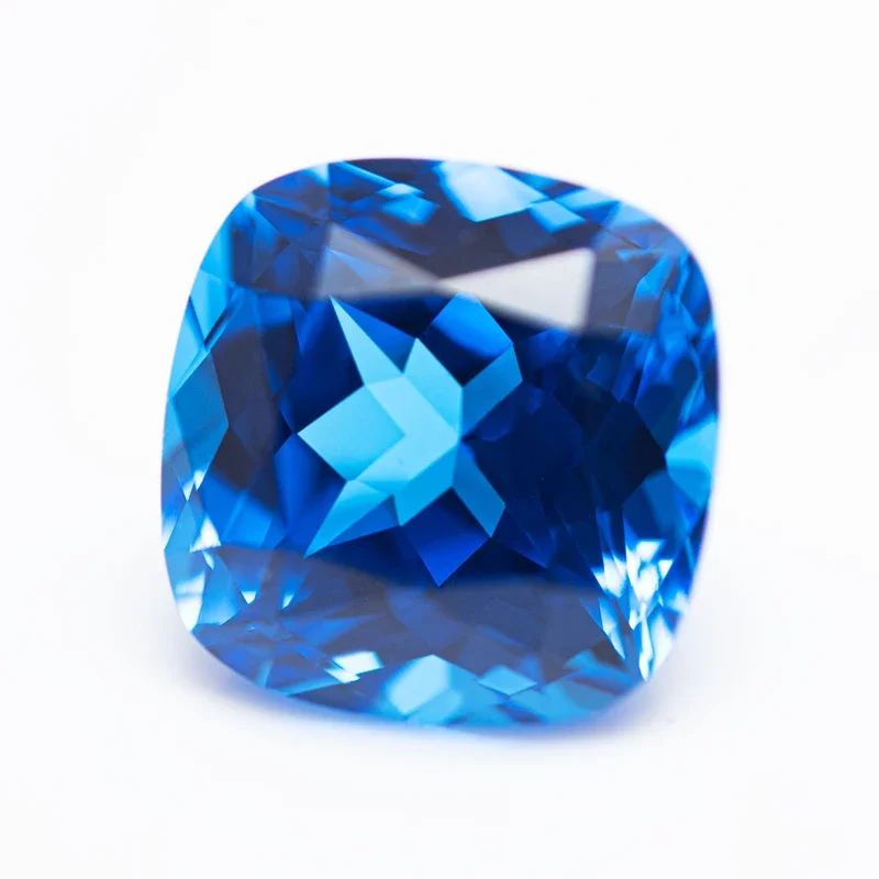 Lab Grown Sapphire Blue Demon Color Square Cushion Shape Charm Beads for Diy Jewelry Making Necklace Selectable  AGL Certificate