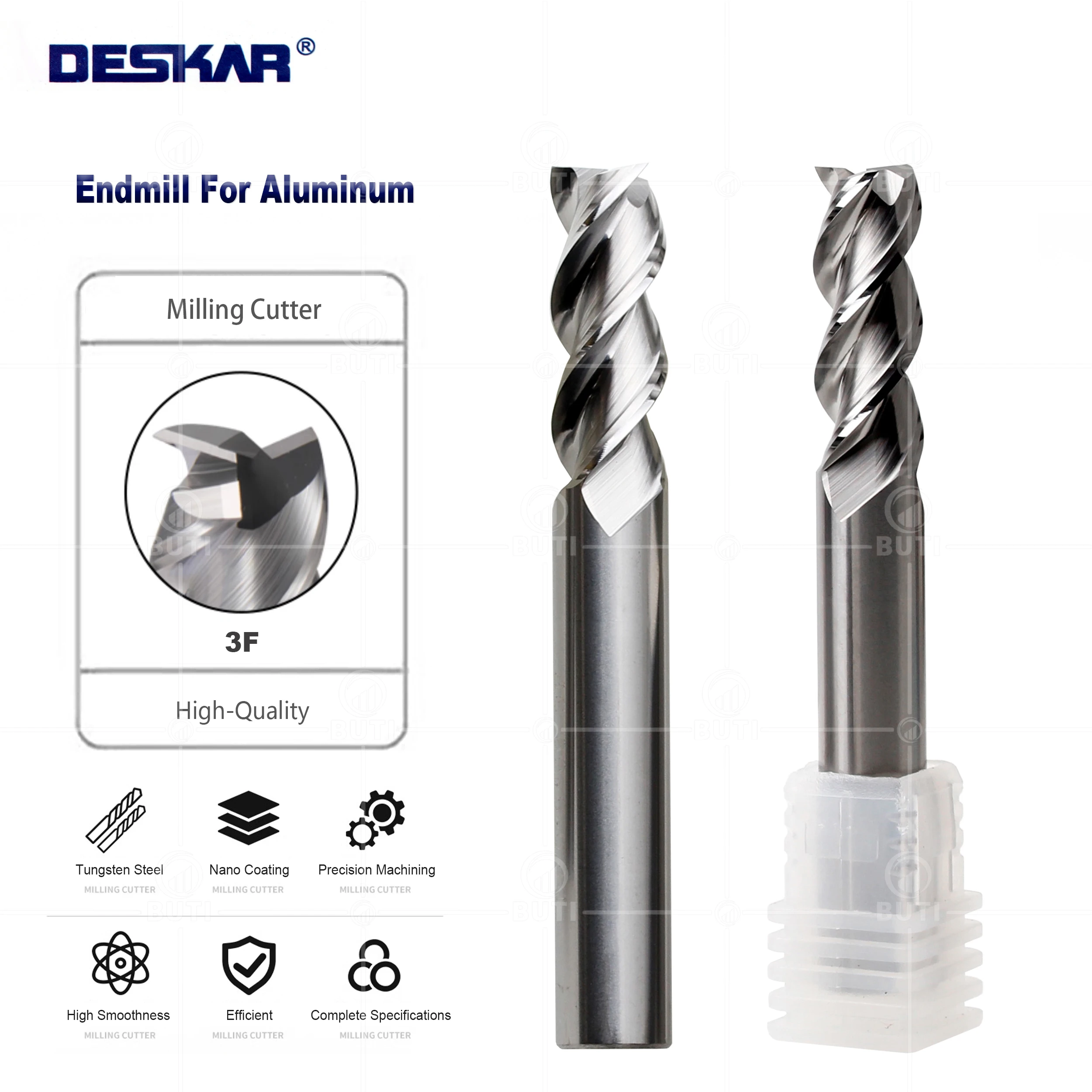 

DESKAR 100% Original Endmills 4x50L 3x100L 4x75L 5x100L 6x75L 8x100L Flat End Mills CNC Lathe Milling Cutter Tools For Aluminum