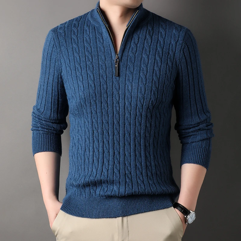 Winter Men's Quarter Zip Sweater Slim Fit Casual Knitted Turtleneck Pullover Mock Neck Polo Sweater turtleneck sweater basic sweater jacquard sweater