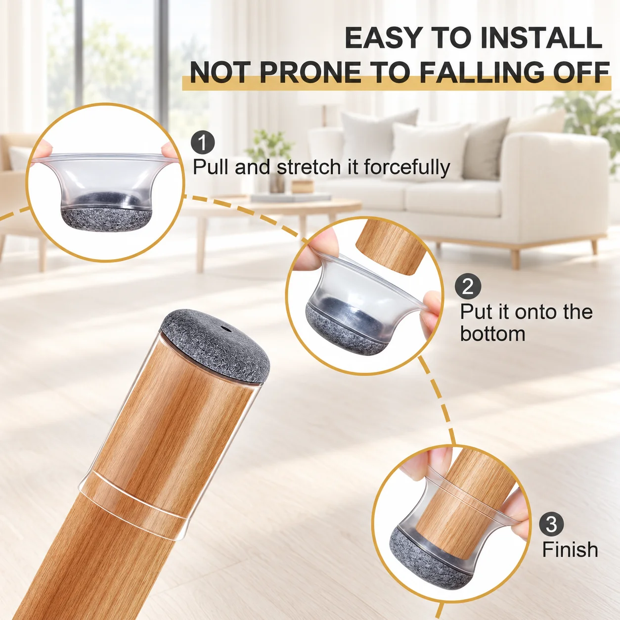 Silicone Chair Leg Caps with Felt Pads - Floor Protection for Hardwood Floors, 24 Pack Round Furniture Pads
