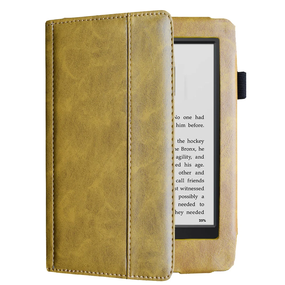 Premium Leather Flip Folio Cover for Kindle Paperwhite and Basic Touch
