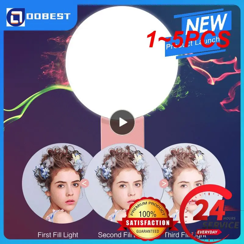 

1~5PCS Mini Q Selfie Ring Light LED Flash Phone Lens Light USB Rechargeable Clip Mobile Phone Fill Lamp Women Selfie Lights