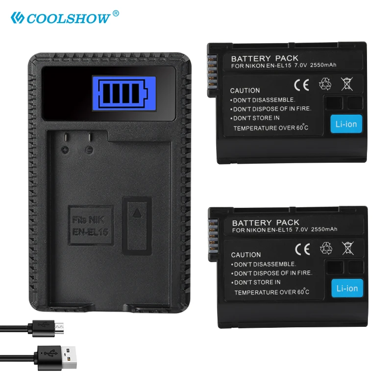 En-El15 Batteria 2550Mah Per Nikon Dslr D600 D610 D7000 D7100 D7200 D800 D800E D810 D81 En El15 Enel15 Caricabatterie