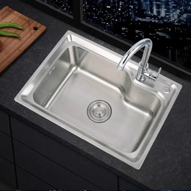 1.1mm 2023 Meilleur Épaissi Lavabo 304 Évier En Acier inoxydable Évier De Cuisine Simple Evier Lavabo Vasque Simple Grand Fente Set WY5