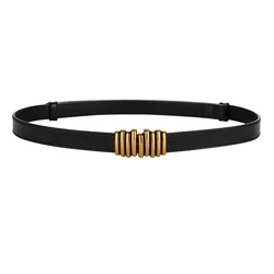 Ladies Dress Simple All-match Belt Casual Fashion Belt Thin Section Tight-fitting Metal Accessories Jeans Elastic Buckle Belt