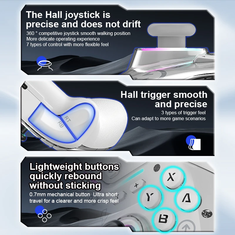 CM-619 switch game controller supports IOS/Android/PC dual motor wireless controller with dazzling light 2