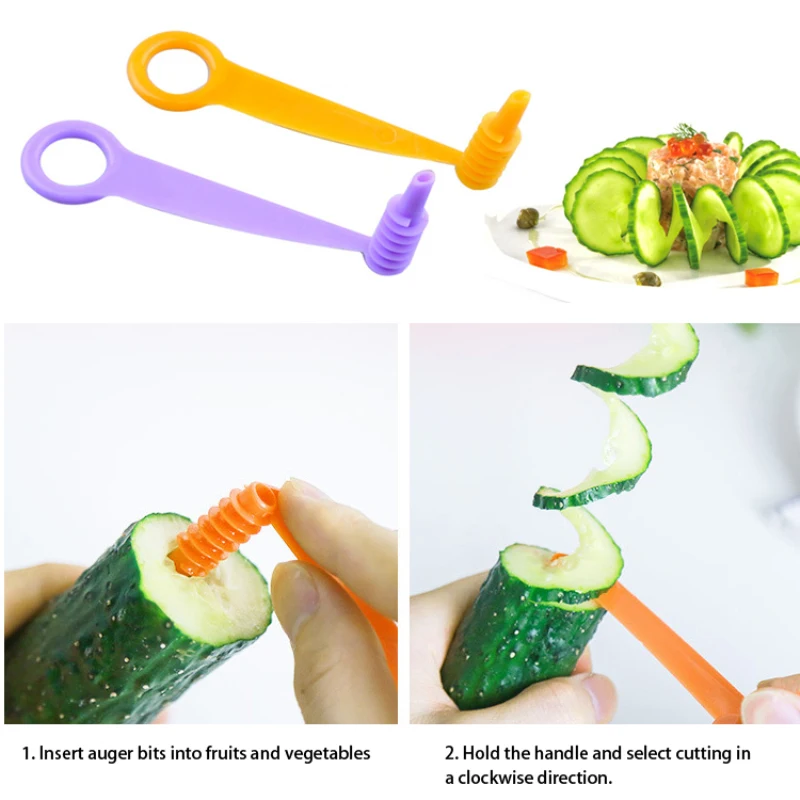 1/2PC Manual Spiral Slicer Potato Carrot Cucumber Slicer Cutter Vegetable Fruit Cutter Kitchen Tools Random Colors vegetable slicer fruit slicer vegetable cutter food slicer potato slicer potato cutter