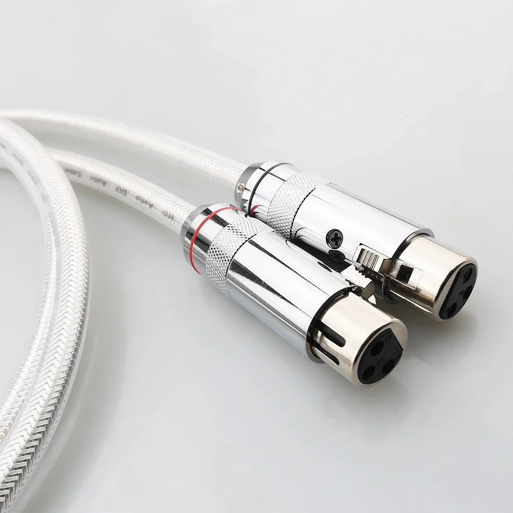 HiFi 오디오 IC102AG XLR 케이블 99.998% 순수 솔리드 실버 PSS 코어 와이어 실버 도금 플러그 전문 인터커넥트 오디오 케이블