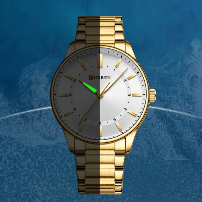 CURREN 8430 Classic Fashion Men's Quartz Watch Luminous Simple Gold Stainless Steel Business Casual Watches for Men reloj hombre 4