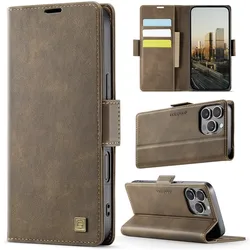 Magnetic Wireless Charging Leather Wallet Card Phone Case with Flip Stand Cover - iPhone 14 Plus (Coffee)