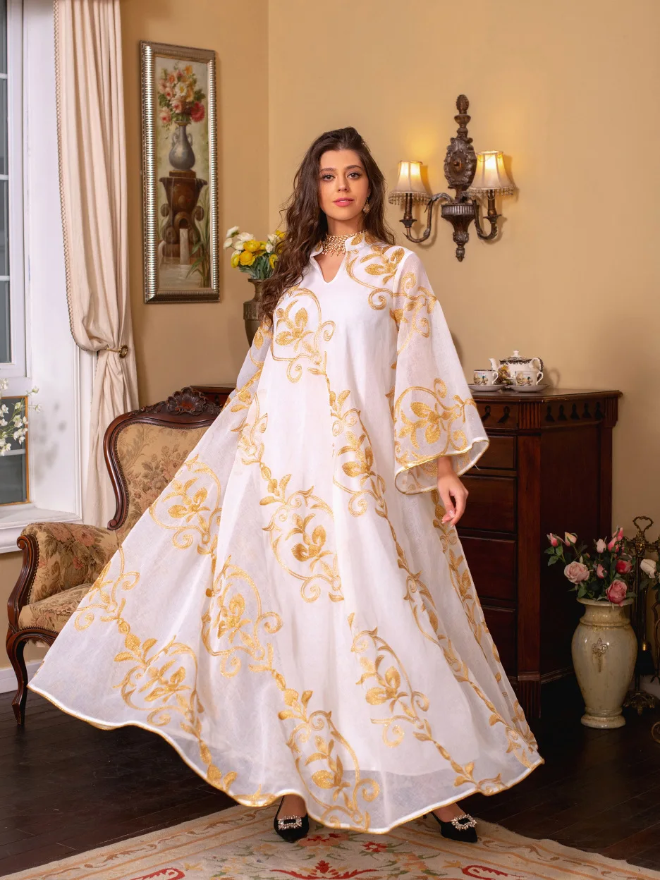 Mesh Embroidery Abayas for Women Saudi Evening Dress Arab Oman Abaya Dubai Muslim Jalabiya Moroccan Party Islam Clothes Kaftan