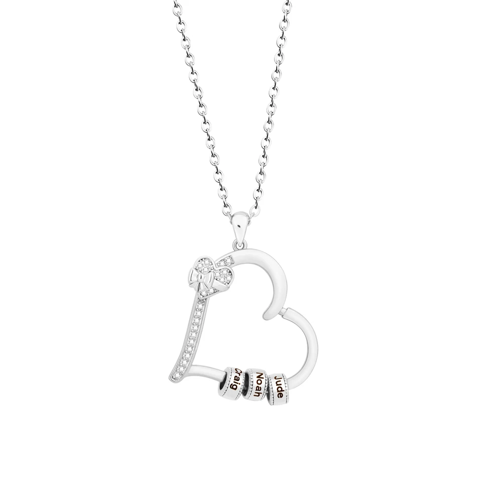 Personalized Birthstone Names Heart Necklace Custom Heart Pendant Bead Necklace Mother's Day Gift Fashion Jewellery Birthday