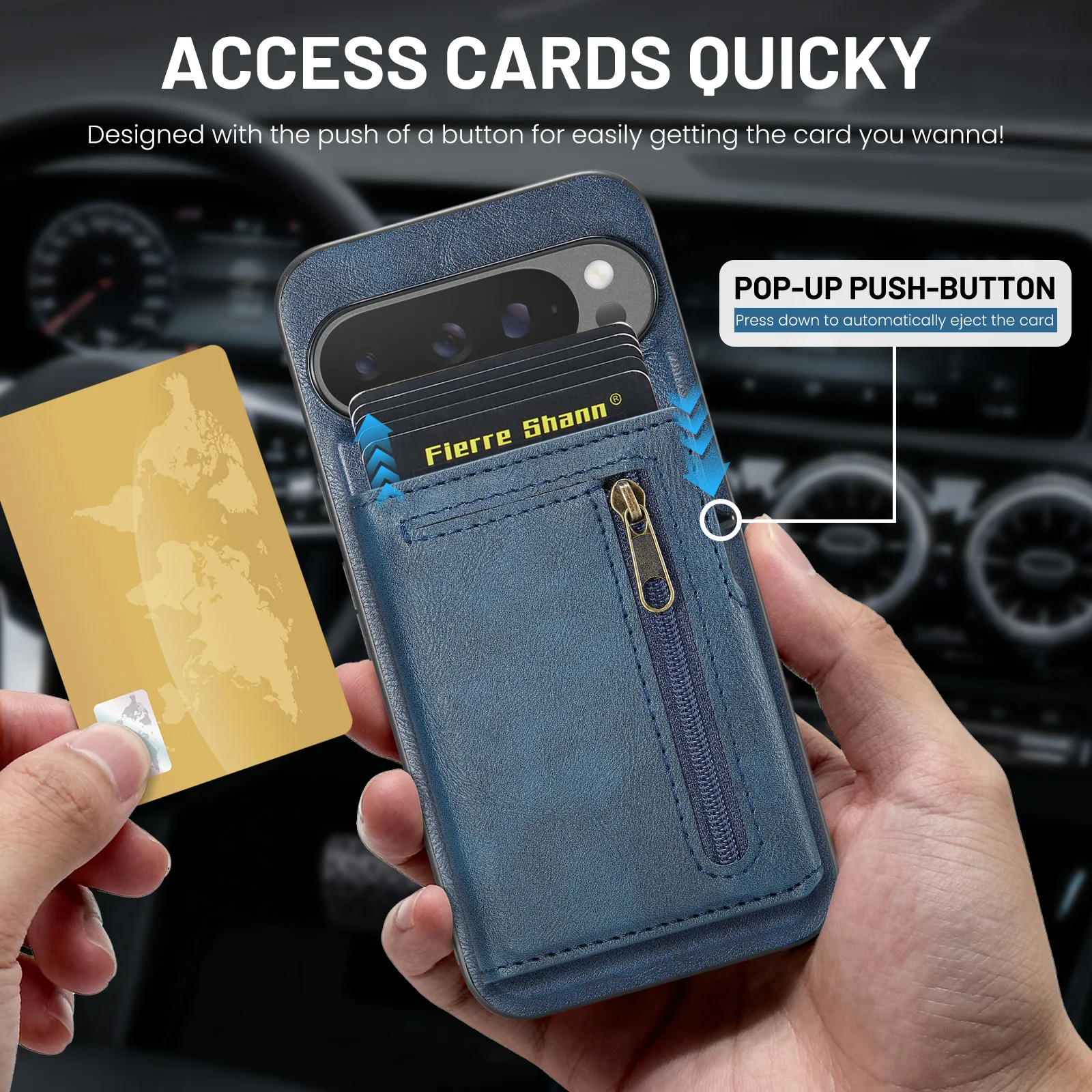 Magnetic Detachable Card Holder Phone Case with Oil Wax Texture