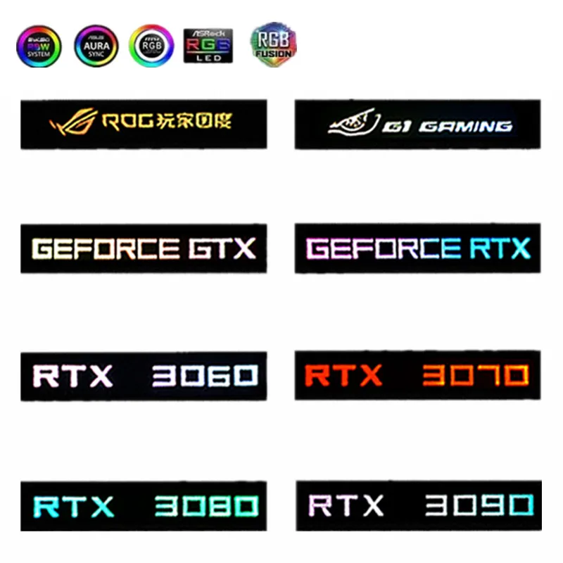 Painel Lateral Rgb Vga Rtx 3070 3080 3090 Placa Traseira de Iluminação Gpu Rog 5v 3pin Argb m b Aura Sync Diy Case do pc do - Imagem 5