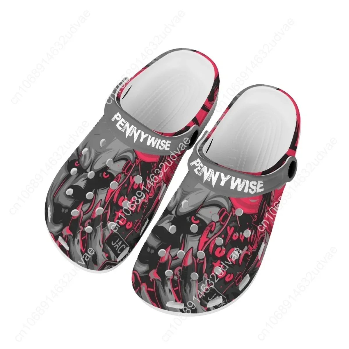 Pennywise Horror Movie Design Clogs Wear Increased Non-slip High-heeled Shoes Hole Shoes Beach Sandals Home Slippers Sandalias
