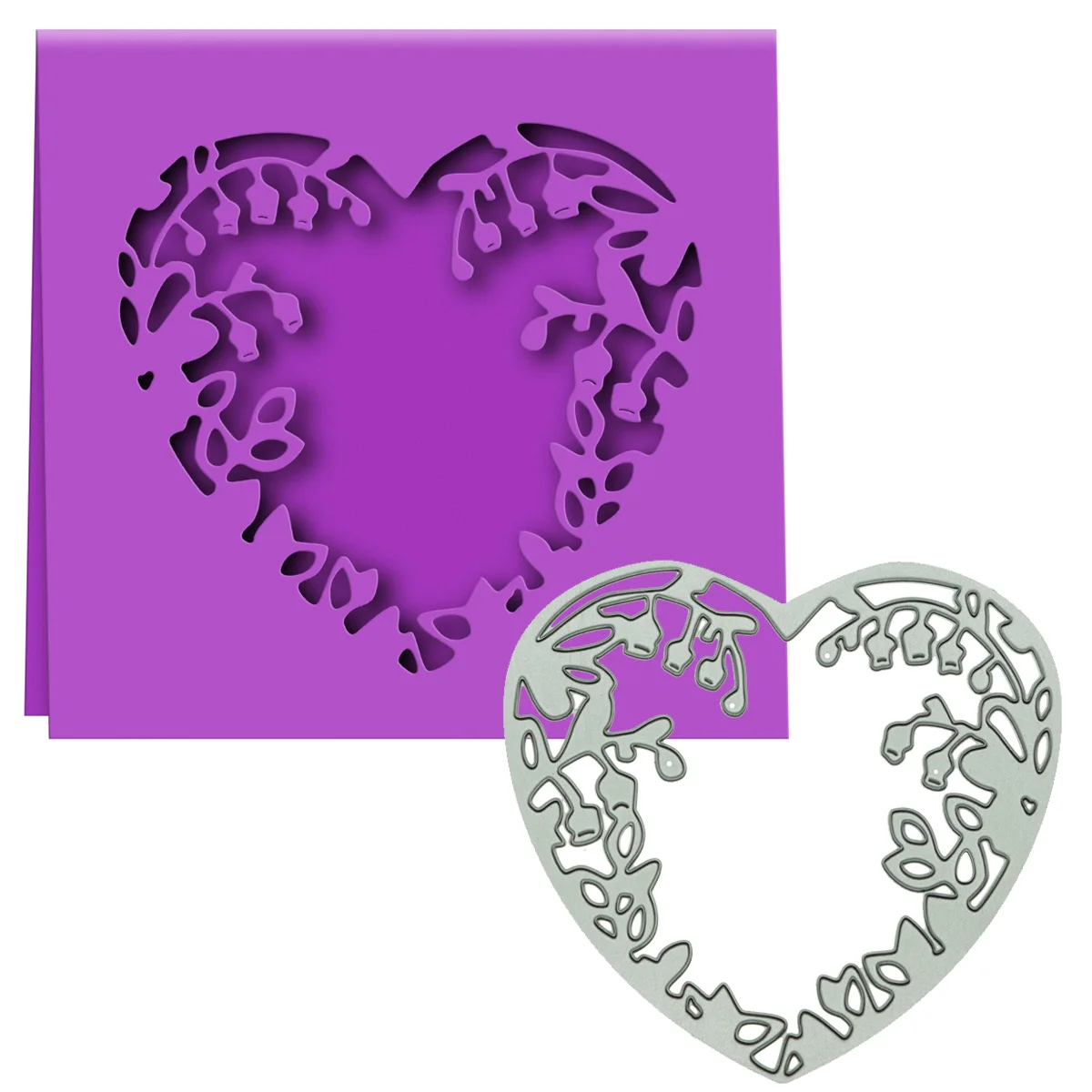 

Heart Shape Frame Metal Cutting Die For Envelope Cover Bell Flower Pattern Punch Cut Stencil Handmade Greeting Card Scrapbooking