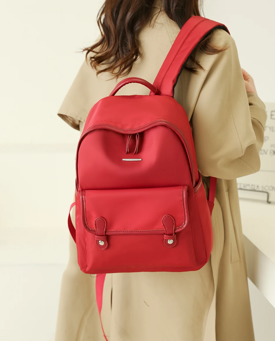 2022 New Ladies Backpack Teen Girls Oxford Cloth Backpack Simple Solid Color Women's Fashion Bag Multi Pocket Women Shoulder Bag