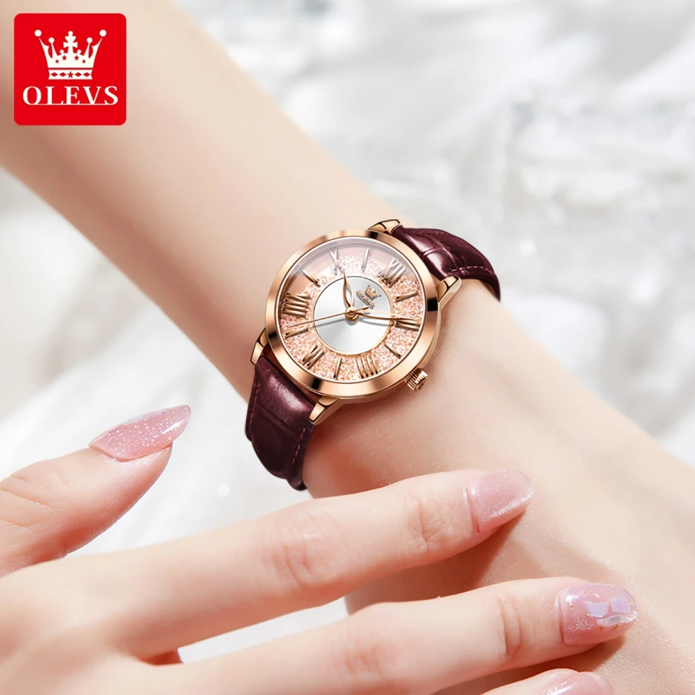 ساعات أوليف نسائية مضيئة مقاومة للماء ، ساعة يد نس...