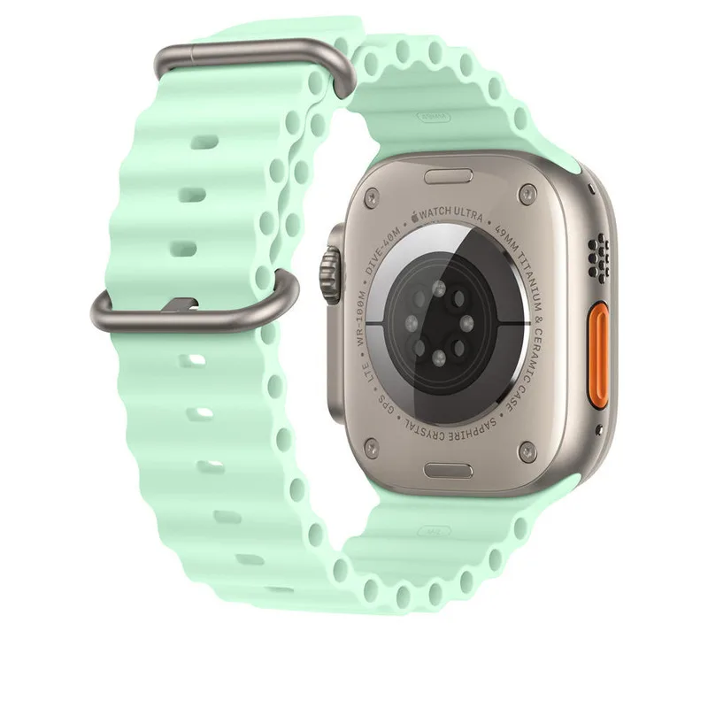 Suitable for iwatch Ultra 8 9 Series 38/40/41/42/44/45/49MM Outdoor Sports Double Button Ocean Silicone Watch Strap Accessories (non Watch)_voghion.com