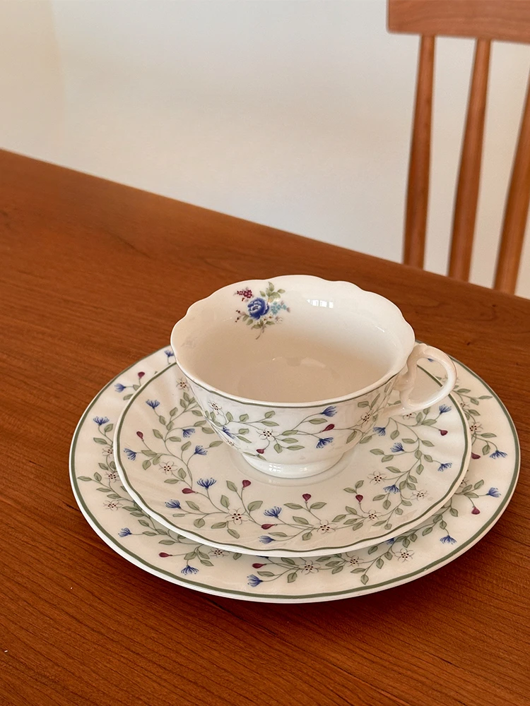 

French countryside coffee cups and plates, small fresh plant series, exquisite household afternoon tea ceramic tableware