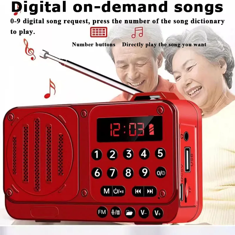 Mini Pocket FM Radio Portable High Sensitive Radios Receiver Built-in Powerful Speaker LED Display Screen Recorder Folder Play