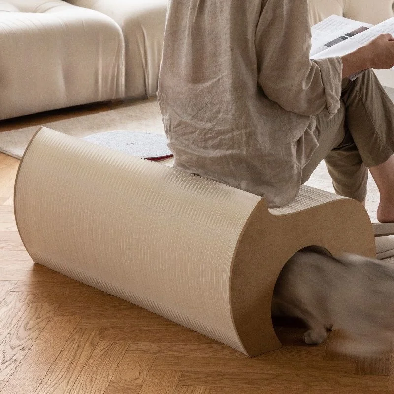 Foldable Craft Paper Honeycombe Cat Tunnel Bench Stool Stretching Cat Tunnel Playhouse Modern Folding Stool Leisure Chair Bench